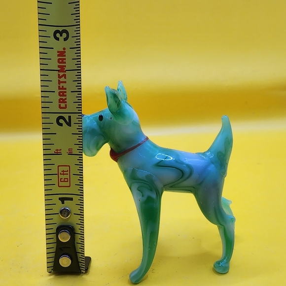 Vintage Green Art Glass Scotty Dog 2.25" Scottish Terrier Figurine - Picture 3 of 4